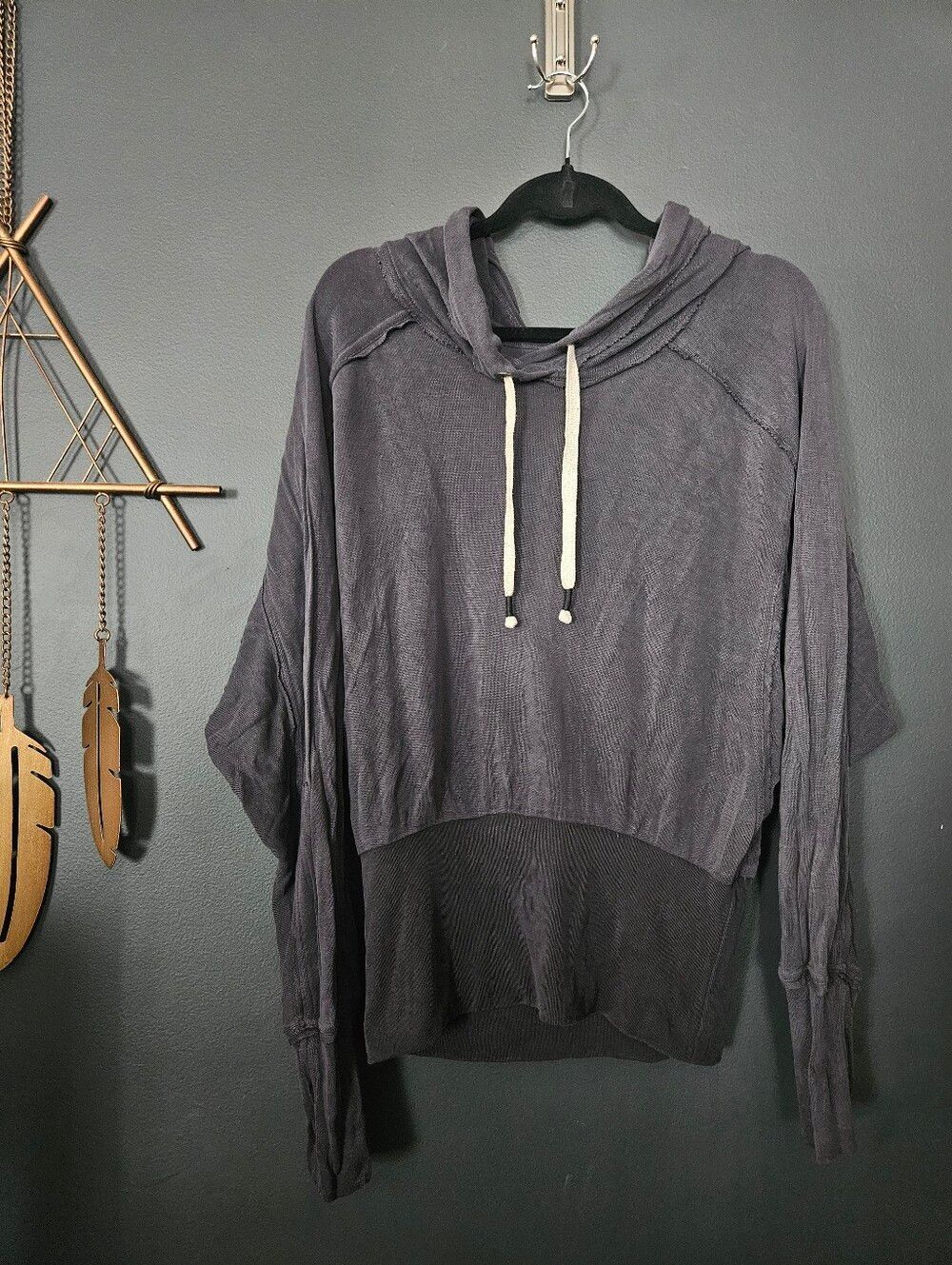 Free People FP Movement Ready Go Hoodie Womens SP Gray Oversized